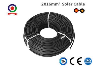 Double Protection Black Twin Core Solar Cable , Low Eccentricity 16mm 2 Core Cable
